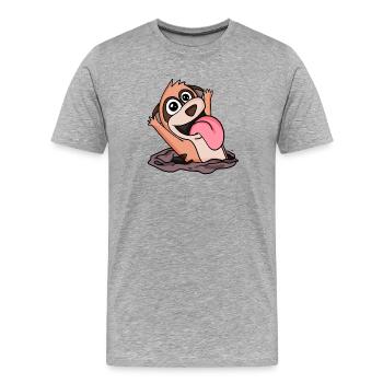 Niedliches Erdmännchen Umarmung - Männer Premium Bio T-Shirt - Grau meliert - Vorne - Damien (186cm)