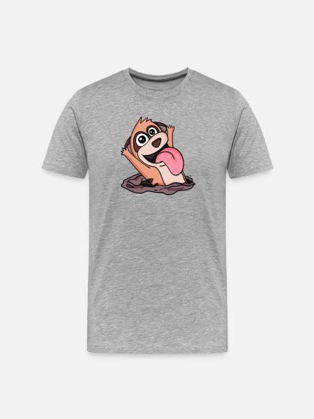 Câlin de suricate mignon - T-shirt bio Premium Homme - gris chiné
