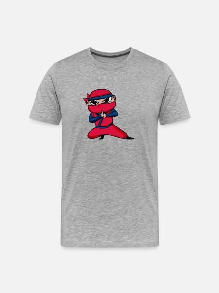 Ninja Red - Men's Premium Organic T-Shirt - heather grey