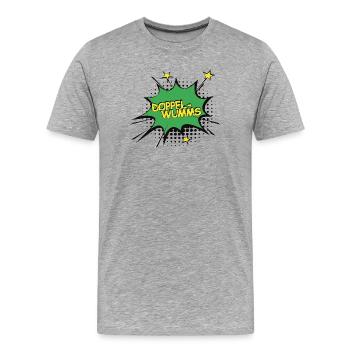 Doppelwumms Comic Style - Männer Premium Bio T-Shirt - Grau meliert - Vorne - Damien (186cm)