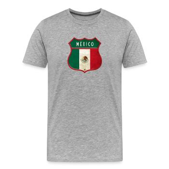 Mexiko Flagge Wappen Design - Männer Premium Bio T-Shirt - Grau meliert - Vorne - Damien (186cm)