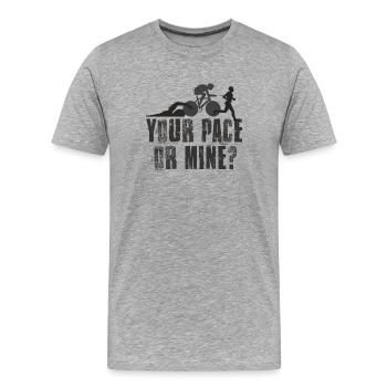 Dein Tempo Oder Meins Triathlon - Männer Premium Bio T-Shirt - Grau meliert - Vorne - Damien (186cm)