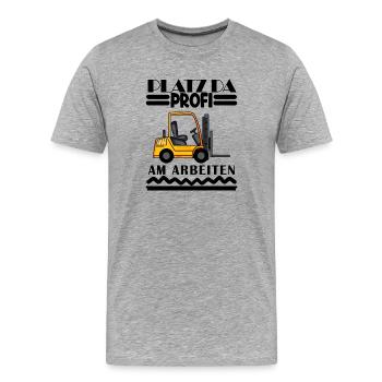 Staplerfahrer Gabelstapler Lager Logistik - Männer Premium Bio T-Shirt - Grau meliert - Vorne - Damien (186cm)