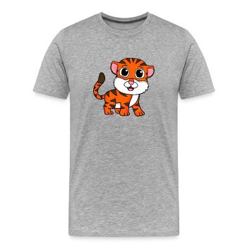 Tiger - Männer Premium Bio T-Shirt - Grau meliert - Vorne - Damien (186cm)