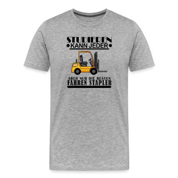Staplerfahrer Gabelstapler Lager Logistik - Männer Premium Bio T-Shirt - Grau meliert - Vorne - Damien (186cm)