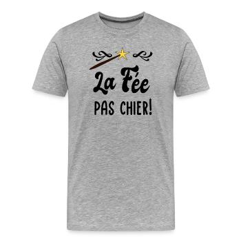 La fée pas chier! - T-shirt bio Premium Homme - gris chiné - Devant - Damien (186cm)