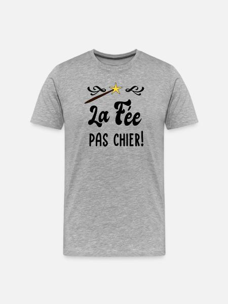 La fée pas chier! - T-shirt bio Premium Homme - gris chiné