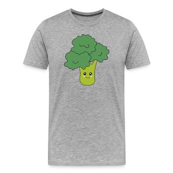 kawaii brocoli kawaii nourriture kawaii autocollants drôle - T-shirt bio Premium Homme - gris chiné - Devant - Damien (186cm)