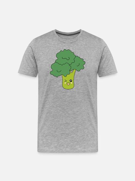 Kawaii Broccoli Vegetables vegan - Men's Premium Organic T-Shirt - heather grey