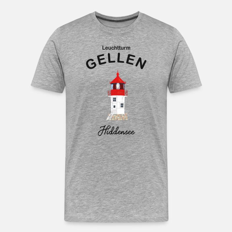 Hiddensee, Leuchtturm Gellen, Deutsche Ostsee - Männer Premium Bio T-Shirt - Grau meliert