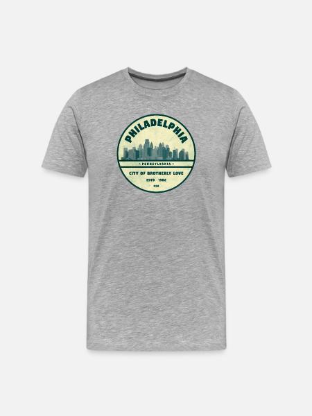 Philadelphia Skyline Badge - Men's Premium Organic T-Shirt - heather grey