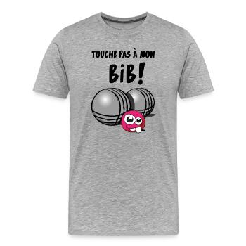 touche pas a mon bib - T-shirt bio Premium Homme - gris chiné - Devant - Damien (186cm)