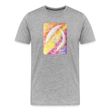 EngelFedern der Seele - Sonja Ariel von Staden - Männer Premium Bio T-Shirt - Grau meliert - Vorne - Damien (186cm)