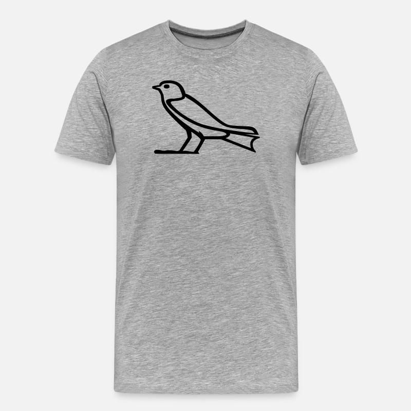 Vogel-Hieroglyphe - Männer Premium Bio T-Shirt - Grau meliert