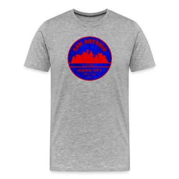San Antonio Skyline Retro-Abzeichen - Männer Premium Bio T-Shirt - Grau meliert - Vorne - Damien (186cm)