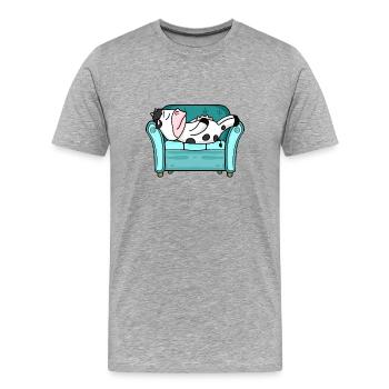 Cow Bed Lying Down Sleep Sleep - Men's Premium Organic T-Shirt - heather grey - Front - Damien (186cm)