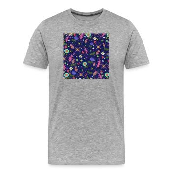 all over prints mädchen, kindliches Blumenmuster - Männer Premium Bio T-Shirt - Grau meliert - Vorne - Damien (186cm)