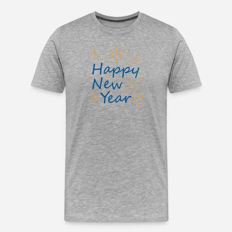 Silvester: Sterne und Glück - Männer Premium Bio T-Shirt - Grau meliert