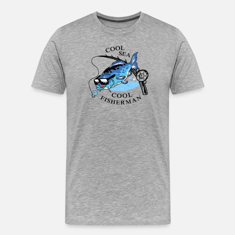 Coole Angler - Männer Premium Bio T-Shirt - Grau meliert
