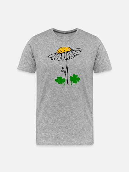 Lucky clover, chamomile blossom - Men's Premium Organic T-Shirt - heather grey