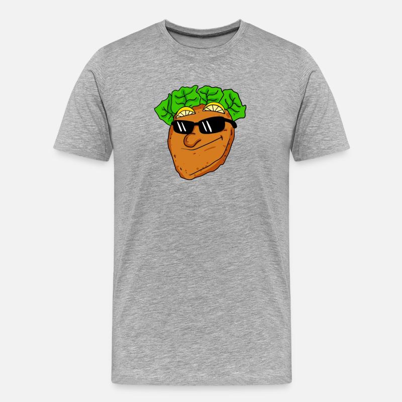 Cooles Schnitzel mit Sonnenbrille - Männer Premium Bio T-Shirt - Grau meliert