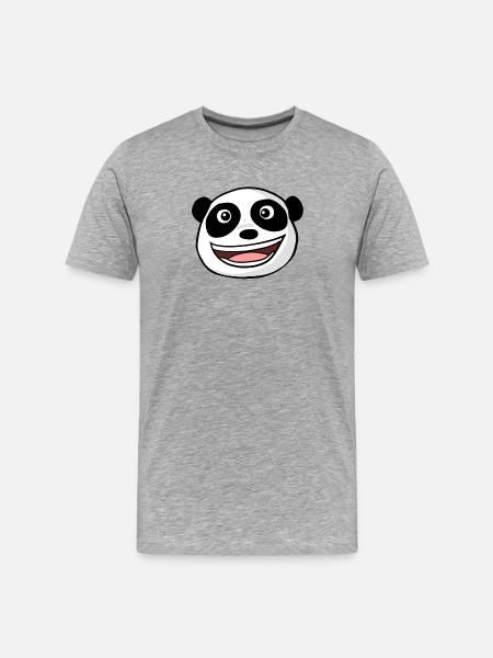 Panda Head - Men's Premium Organic T-Shirt - heather grey