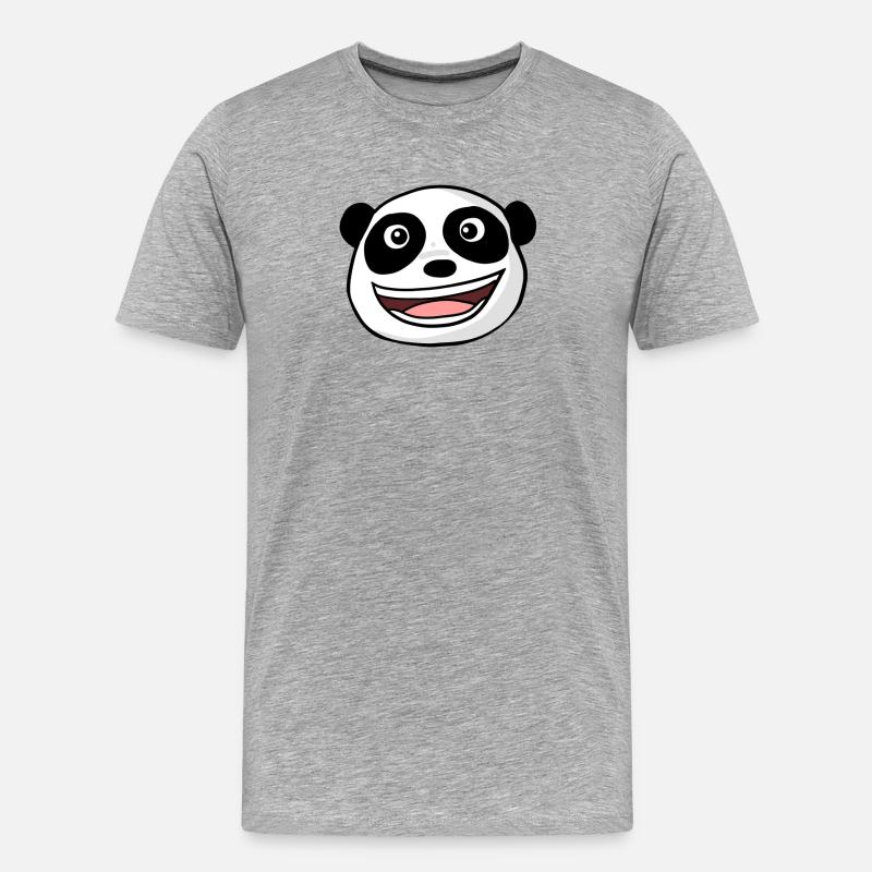 Panda Kopf - Männer Premium Bio T-Shirt - Grau meliert