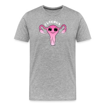 Utérus mignon mignon - T-shirt bio Premium Homme - gris chiné - Devant - Damien (186cm)
