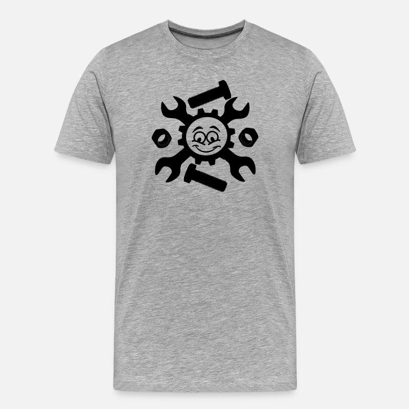 Mechanisches Gesicht - Männer Premium Bio T-Shirt - Grau meliert