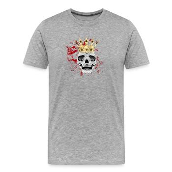Menschenschädel, Blutflecken, gothic motiv - Männer Premium Bio T-Shirt - Grau meliert - Vorne - Damien (186cm)
