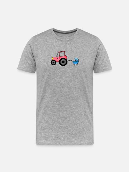 Tractor with baby cart - Men's Premium Organic T-Shirt - heather grey