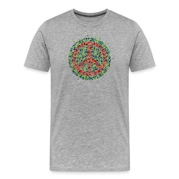 Paix - Symbole en daltonien rouge-vert - T-shirt bio Premium Homme - gris chiné - Devant - Damien (186cm)