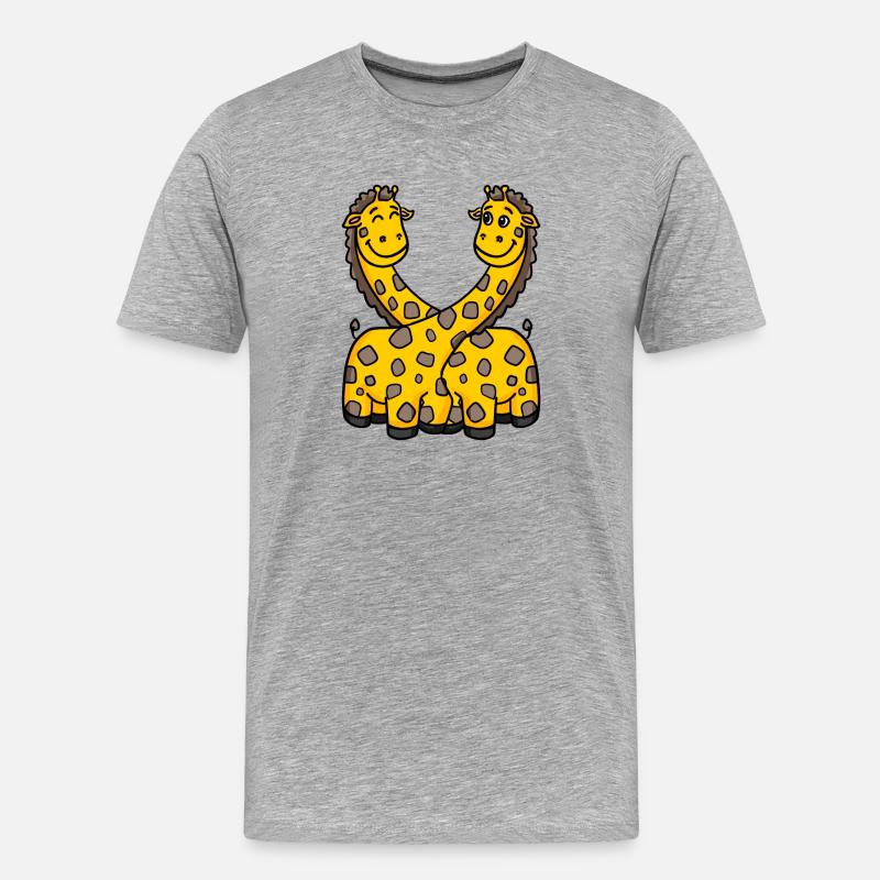 Giraffen Giraffe - Männer Premium Bio T-Shirt - Grau meliert