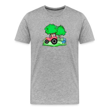 Tractor with baby cart - Men's Premium Organic T-Shirt - heather grey - Front - Damien (186cm)