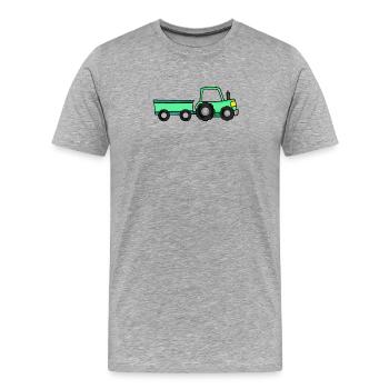 Tracteur avec remorque - T-shirt bio Premium Homme - gris chiné - Devant - Damien (186cm)