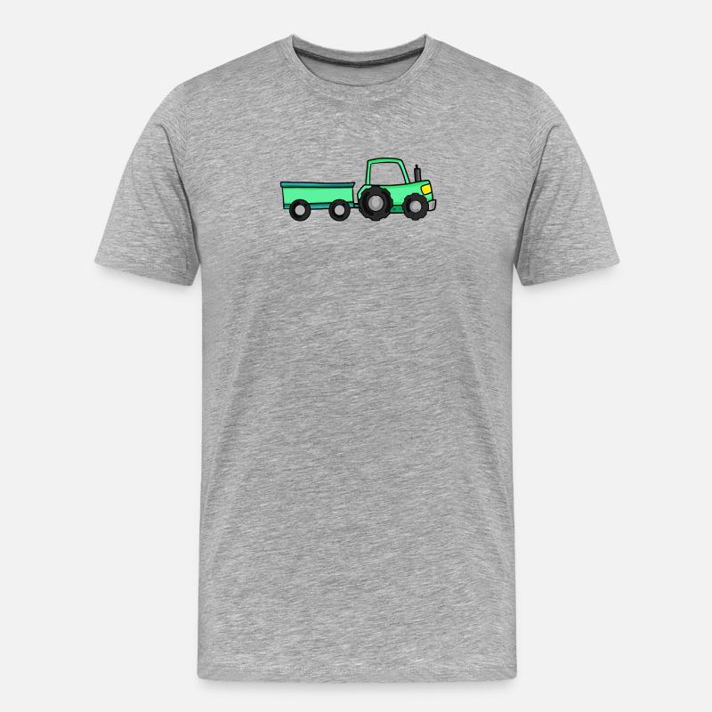 Traktor mit Anhänger - Männer Premium Bio T-Shirt - Grau meliert