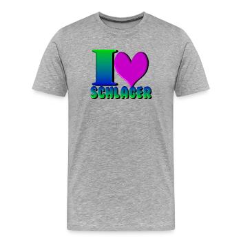 Schlager Party , Schlager Musik , Love Schlager - Männer Premium Bio T-Shirt - Grau meliert - Vorne - Damien (186cm)