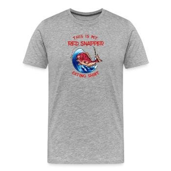 Red Snapper Eating Shirt - lustiger Fisch Angeln - Männer Premium Bio T-Shirt - Grau meliert - Vorne - Damien (186cm)