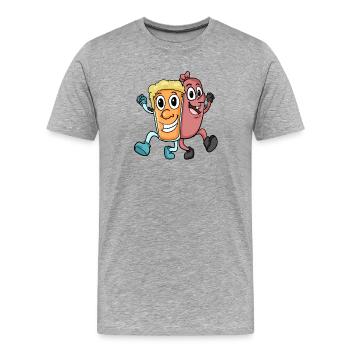 Beer and sausage Grill grilled sausage - Men's Premium Organic T-Shirt - heather grey - Front - Damien (186cm)