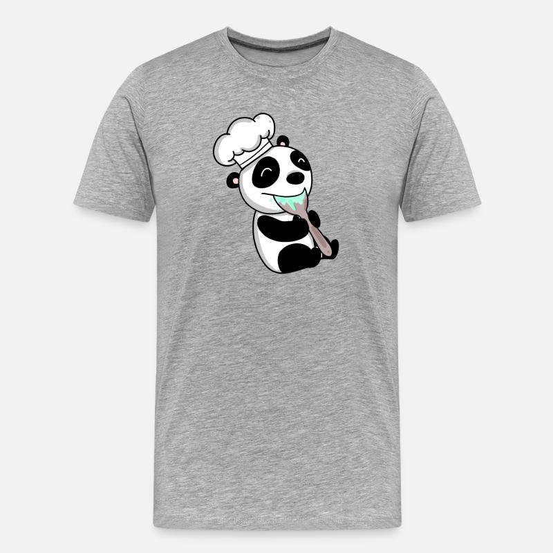 Panda Chef Mignon - T-shirt bio Premium Homme - gris chiné