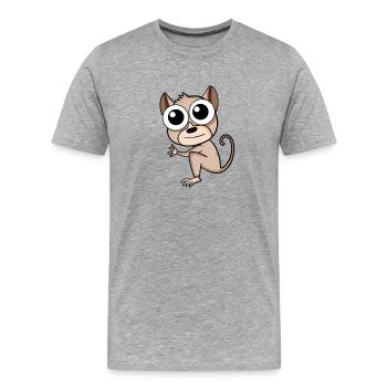Tarsier Koboldmakis - Männer Premium Bio T-Shirt - Grau meliert - Vorne - Damien (186cm)