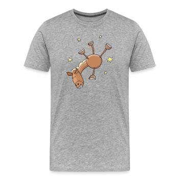 Le cheval fait un handstand Enfin anniversaire - T-shirt bio Premium Homme - gris chiné - Devant - Damien (186cm)