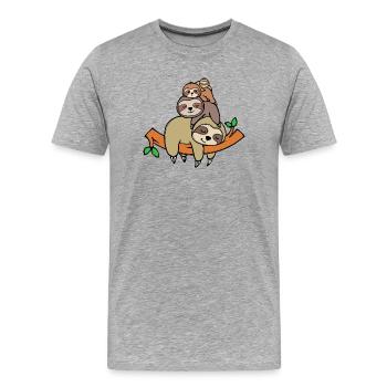 Sloth jungle dwellers sleep lazily jungle - Men's Premium Organic T-Shirt - heather grey - Front - Damien (186cm)