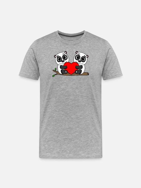 Panda's Heart Panda - Men's Premium Organic T-Shirt - heather grey