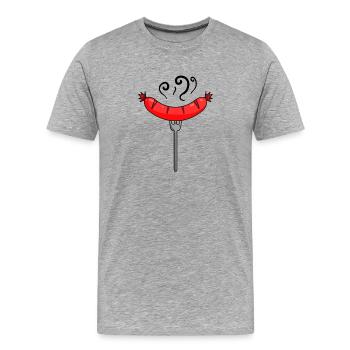 Sausage Currywurst Meat Bratwurst Grillwurst - Men's Premium Organic T-Shirt - heather grey - Front - Damien (186cm)