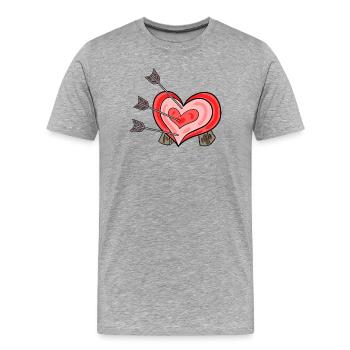 Arrows with heart target - Men's Premium Organic T-Shirt - heather grey - Front - Damien (186cm)