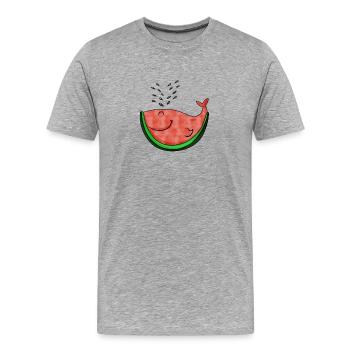 Watermelon Whale Gift - Men's Premium Organic T-Shirt - heather grey - Front - Damien (186cm)