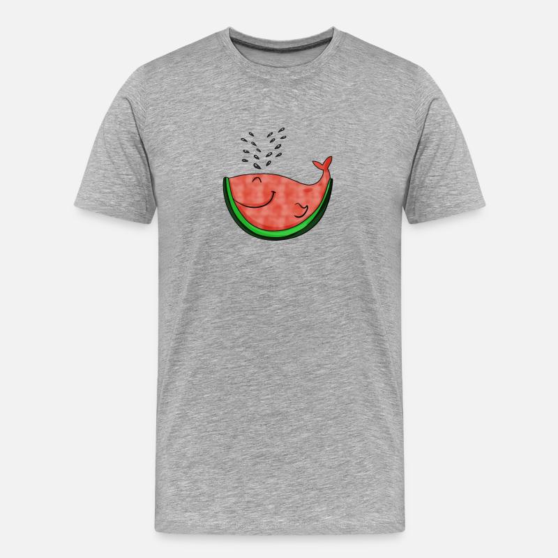 Cadeau baleine à pastèque - T-shirt bio Premium Homme - gris chiné