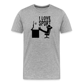 Lazy i love Sport | Raise your feet - Men's Premium Organic T-Shirt - heather grey - Front - Damien (186cm)