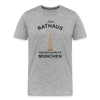 Turm Neues Rathaus München Poster - Männer Premium Bio T-Shirt - Grau meliert - Vorne - Damien (186cm)